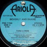 Beverly And Duane – Take A Ride – Ariola Records America DJ 12″