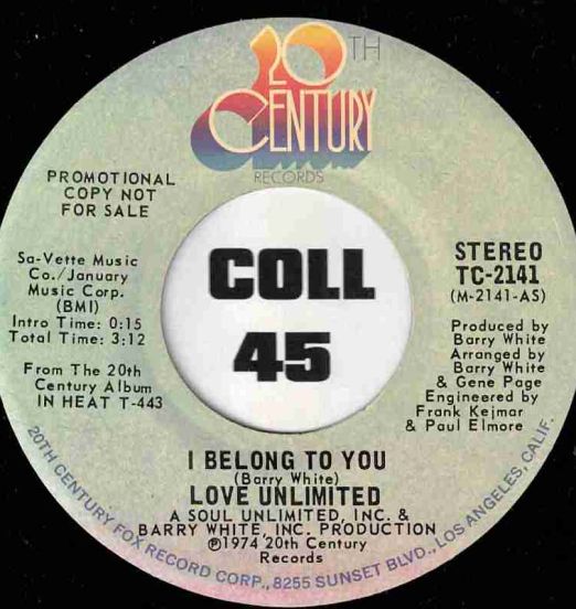 Love Unlimited - I Belong To You STEREO b/w MONO Version - 20th Century DJ 7"