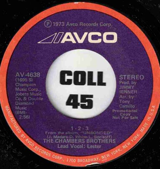 The Chambers Brothers - 1-2-3 STEREO b/w MONO Version - AVCO DJ 7"