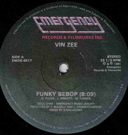 Vin Zee - Funky Bebop b/w Instrumental - Emergency 12"