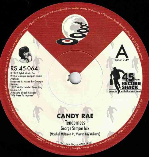 *WAREHOUSE FIND! *Candy Rae - Tenderness (George Semper Mix) b/w Jr. & Altroy Dramatic Mix - Record Shack AT Small Hole 7"