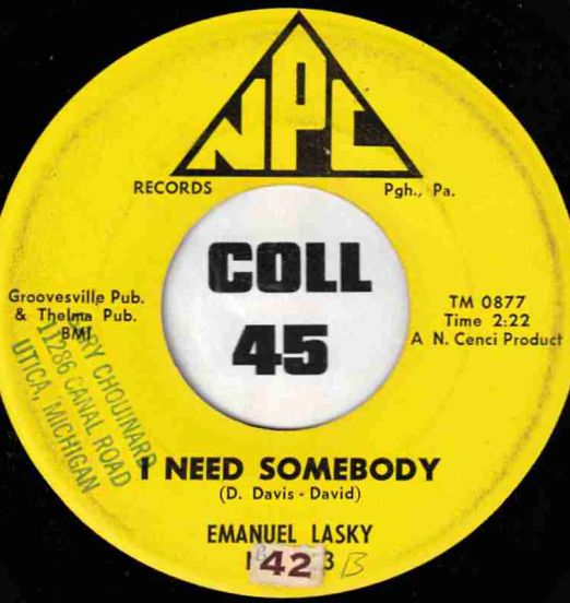 Emanuel Lasky - I Need Somebody b/w Tomorrow - NPC 7"