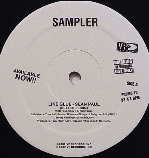 Sean Paul - Like Glue b/w Same - VP DJ 12"