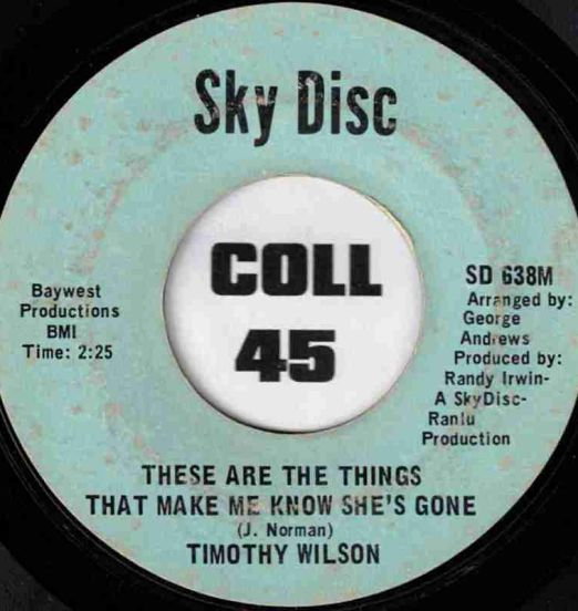 Timothy Wilson - These Are The Things That Make Me Know She's Gone b/w Ta Ta (Instrumental) - Sky Disc 7"