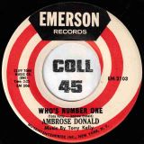 Ambrose Donald – Who’s Number One b/w Meet Me In Church – Emerson 7″