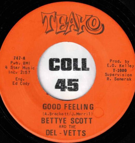 Bettye Scott And The Del-Vetts - Good Feeling b/w Down, Down, Down - Teako Orange 7"