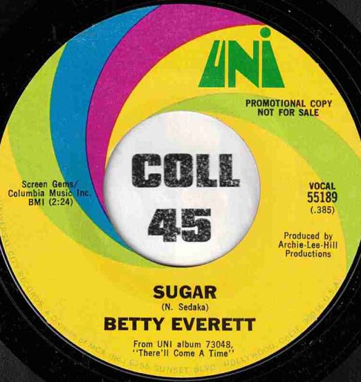 Betty Everett - Sugar b/w Just Another Winter - Uni DJ 7"