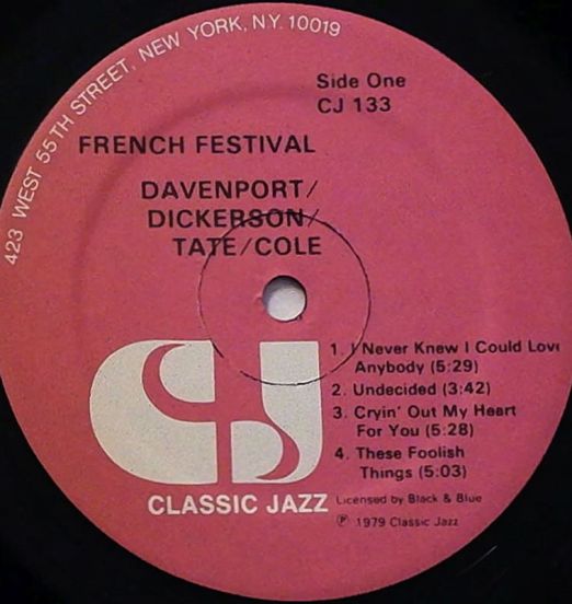CozyColeBuddyTateWallaceDavenportVicDickenson-FrenchFestival-NiceFrance1974-ClassicJazzLPLABELA01