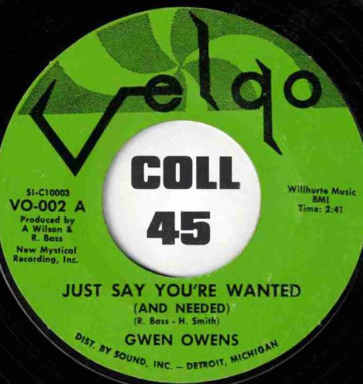 Gwen Owens - Just Say You're Wanted (And Needed) b/w Still True To You - Velgo 7"