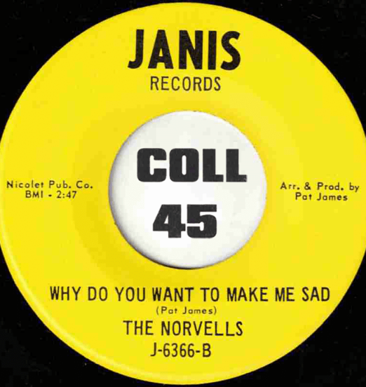 The Norvells - Why Do You Want To Make Me Sad b/w The Norvells - Without You - Janis 7"