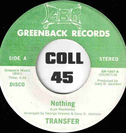 Transfer - Nothing b/w Get A Transfer - Greenback 7"