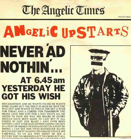 Angelic Upstarts - Never 'Ad Nothin' b/w Nowhere Left To Hide - Warner Bros UK 7"