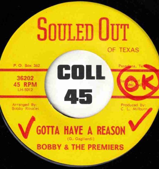 Bobby & The Premiers - Gotta Have A Reason b/w Man About Town - Souled Out 7"