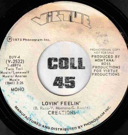 Creations - Lovin' Feelin' b/w How Sweetly Simple - Virtue DJ 7"