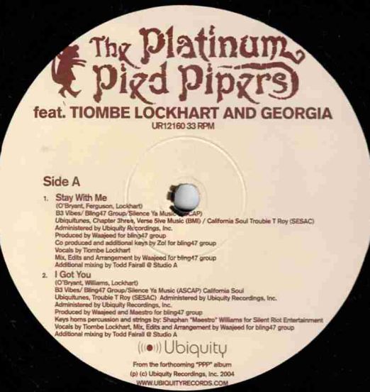 Platinum Pied Pipers Featuring Tiombe Lockhart & Georgia - Stay With Me - Ubiquity 12"