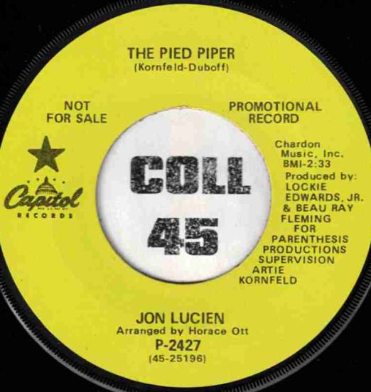 Jon Lucien - The Pied Piper b/w Country Boy In The Great Big City - Capitol DJ 7"