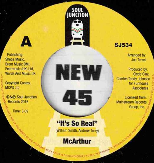 McArthur - It's So Real b/w I'll Never Trust Love Again - Soul Junction UK 7"