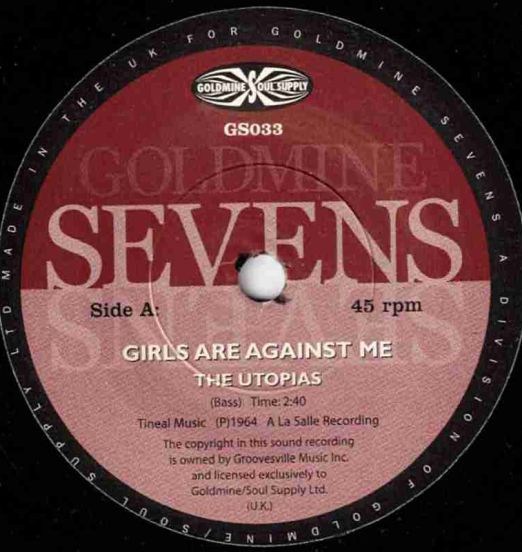 The Utopias - Girls Are Against Me b/w The Antiques - Go For Yourself - Goldmine Sevens UK 7"