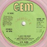 U.K. Subs – Teenage b/w Left For Dead – GEM UK 7″