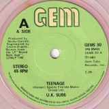 U.K. Subs – Teenage b/w Left For Dead – GEM UK 7″