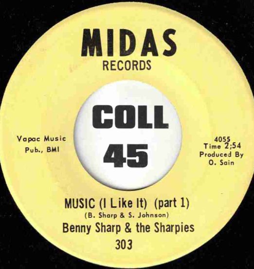 Benny Sharp & The Sharpies - Music (I Like It) (Part 1) b/w Part 2 - Midas 7"