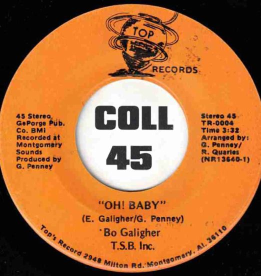 Bo Galigher & T.S.B. Inc. - Oh Baby! b/w Get On Down (Instrumental) - Top's 7"