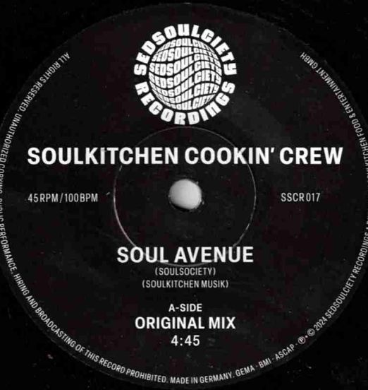 Soulkitchen Cookin' Crew - Soul Avenue (Original Mix) b/w Rob Hardt Boogie Mix - Sedsoulciety GER 7"