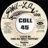 Sunshine – Leave Me (And See What Happens) b/w Goin’ Home To An Empty House – Phil L.A. Of Soul DJ 7″