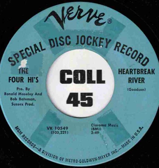 The Four Hi's - Heartbreak River b/w The Train (Leaving For Misery) - Verve DJ 7"