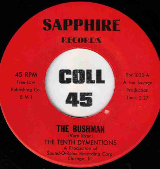 The Tenth Dymentions - The Bushman b/w My Love For You Is Growing Wild - Sapphire 7"