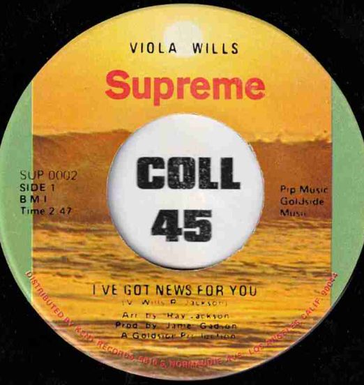 Viola Wills - I’ve Got News For You b/w Sweetback - Supreme 7″
