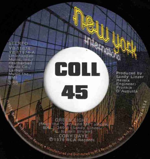 Cory Daye - Green Light b/w Same - New York International DJ 7"