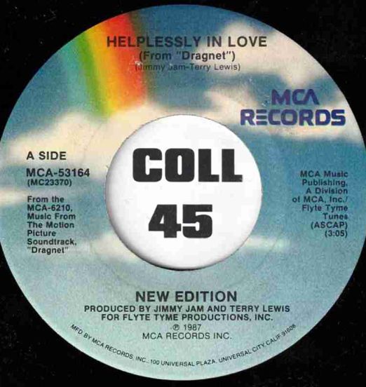 New Edition - Helplessly In Love b/w Instrumental - MCA 7"