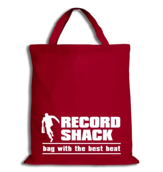 Record Shack Handmade 'Bag With The Best Beat' White/Burgundy (2 Variants) - Record Shack AT Tote Bag