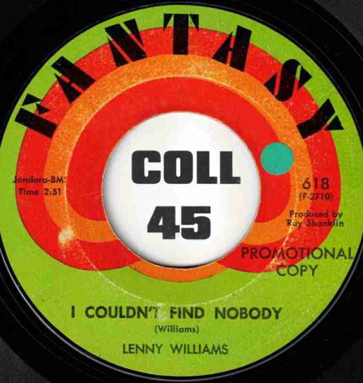 Lenny Williams - I Couldn't Find Nobody b/w Lisa's Gone - Fantasy DJ 7"