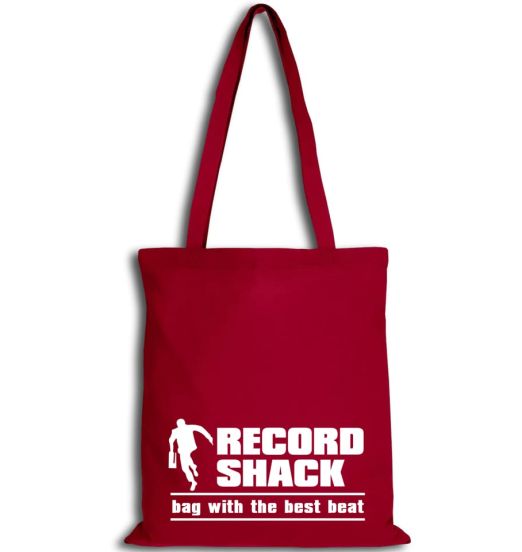 RecordShackToteBagShortHandleRSBagWithBestBeatWHITEPrintOnBurgundyRed-RecordShackATBagPIC