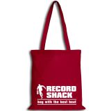 Record Shack Handmade ‘Bag With The Best Beat’ White/Burgundy (2 Variants) – Record Shack AT Tote Bag